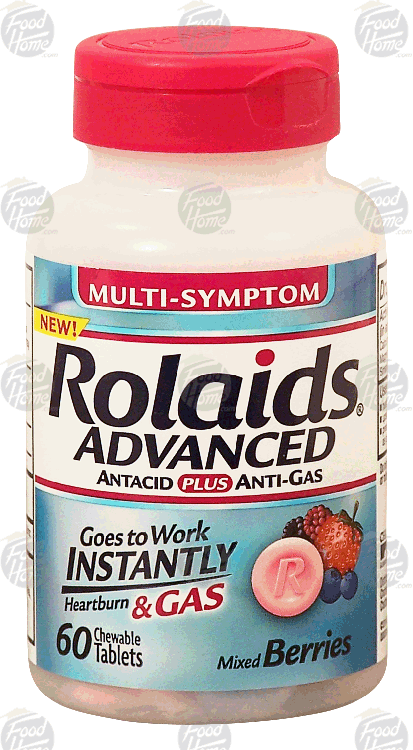 Rolaids Advanced multi-symptom antacid plus anti-gas, 60 chewable tablets, mixed berry flavored Full-Size Picture